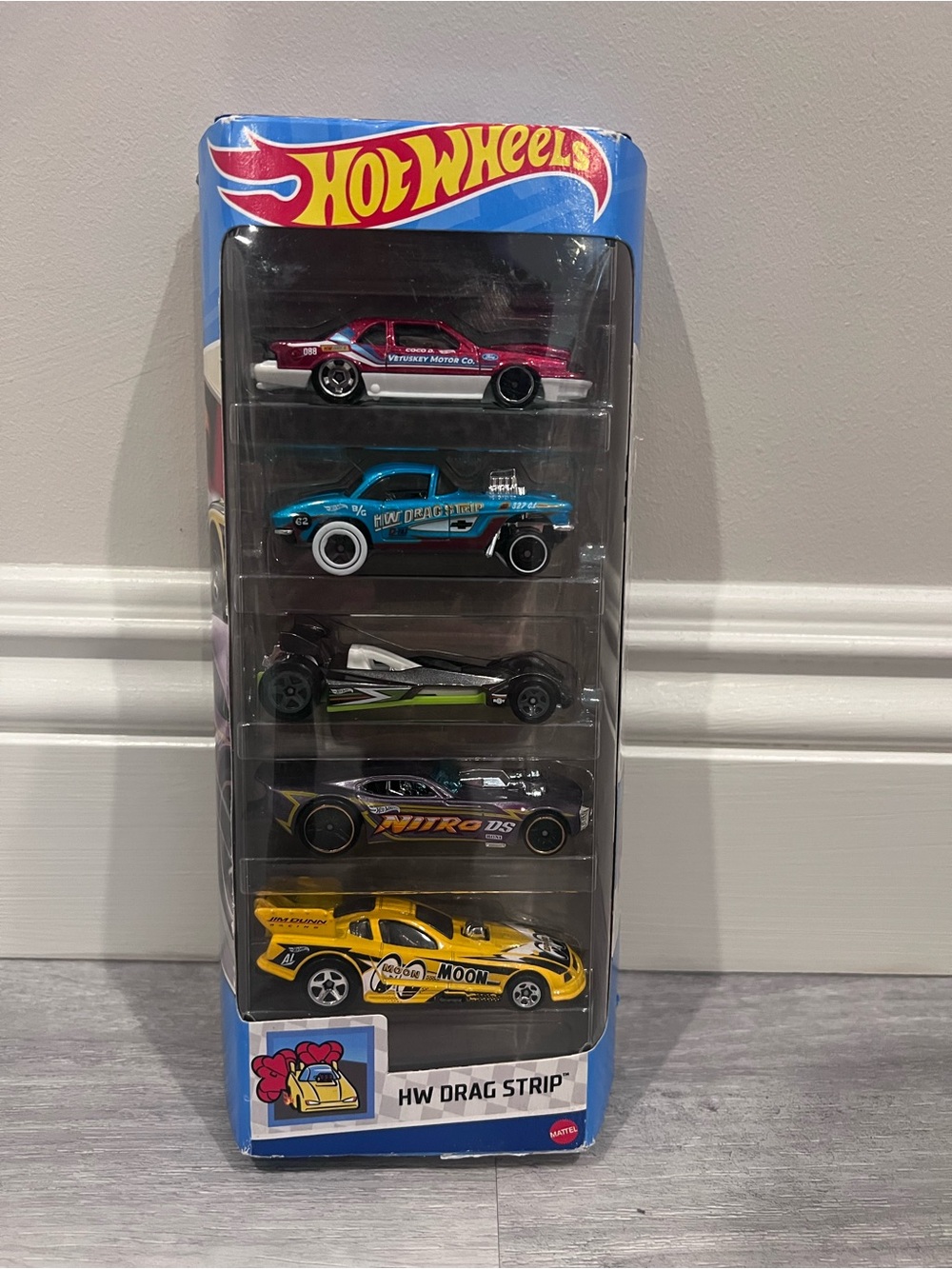 Hot Wheels- Drag Strip 5-Pack - Assorted Colors (Yellow, Blue, Red, Black)